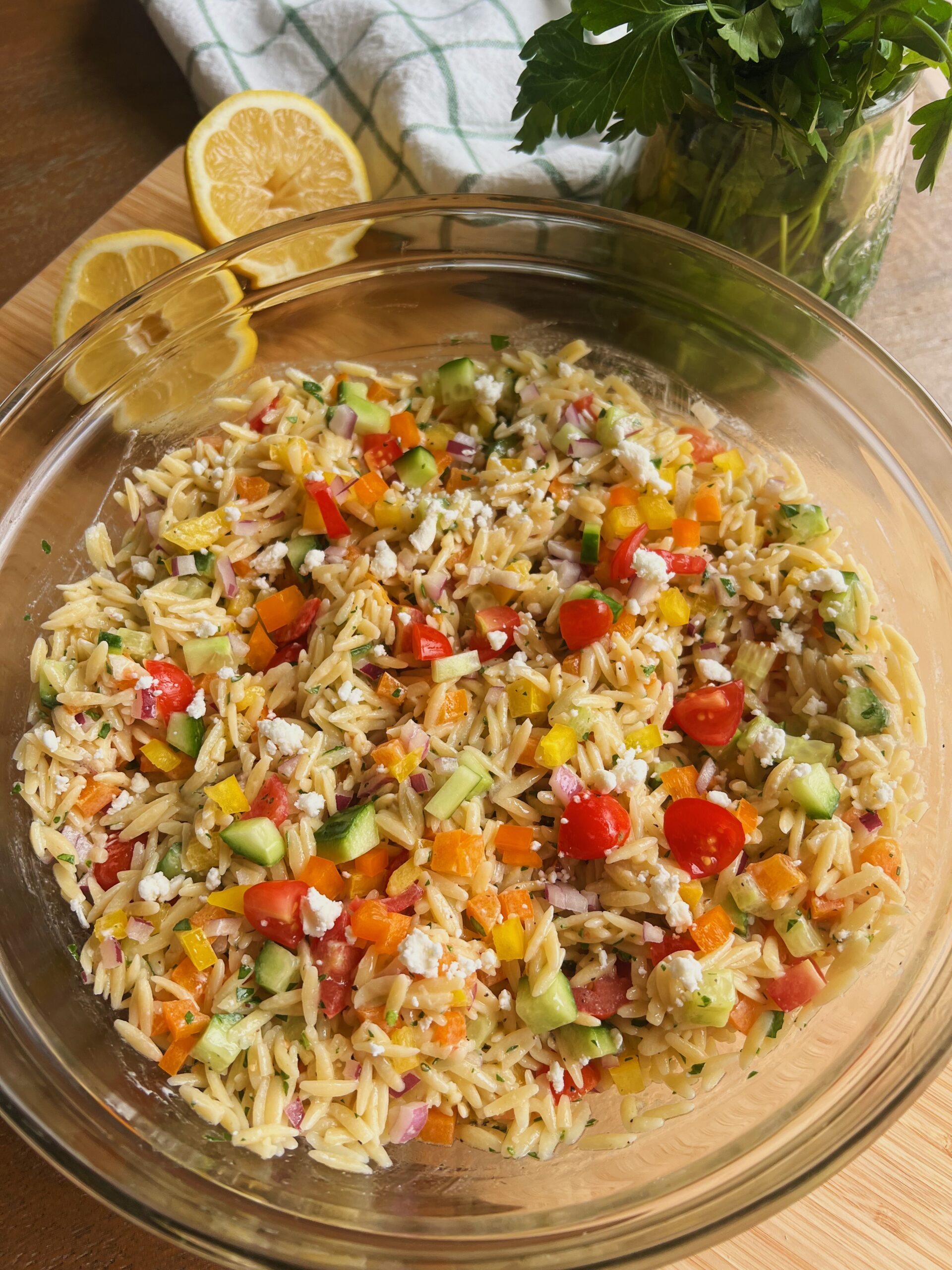 Rainbow Orzo Salad - Brooklyn's Bites